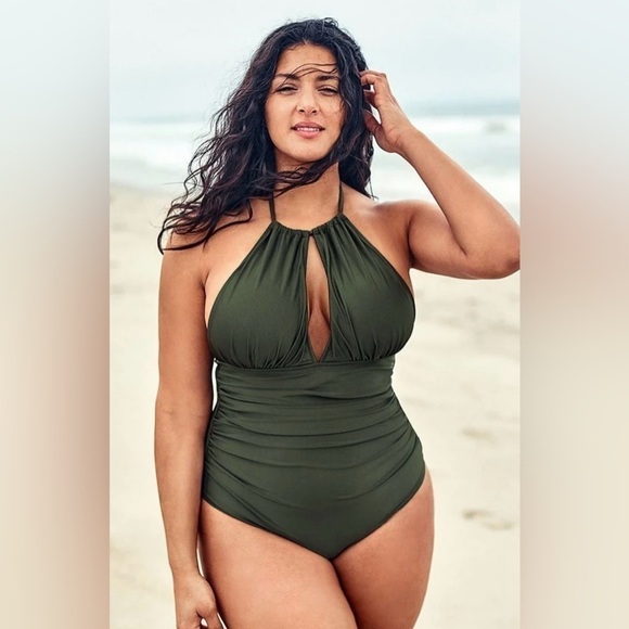 Cupshe 0X Olive Halter One Piece - Picture 1 of 6